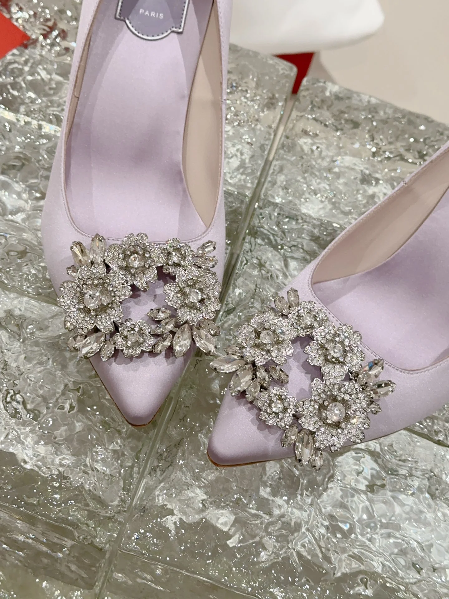 Туфли с квадратным носком и пряжкой - 2024 - Высокие каблуки - Фиолетовые