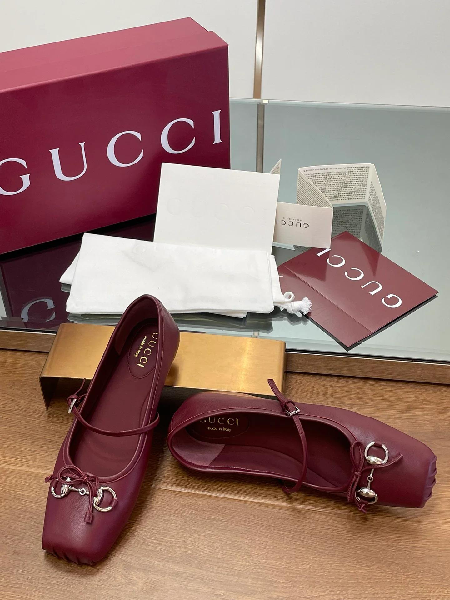 Туфли Gucci 2024 Barre - бордовые