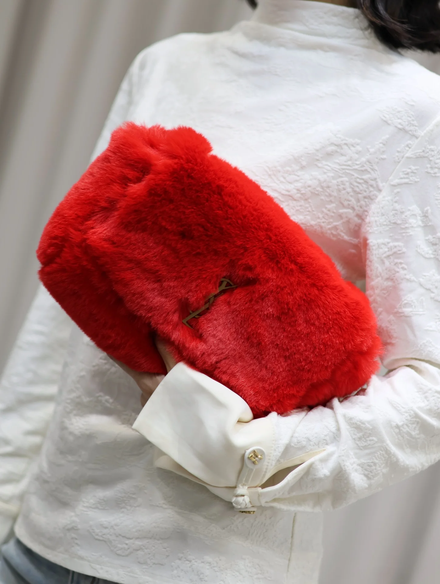 Сумка/наплечная сумка YSL-kate из замши с кроличьим мехом