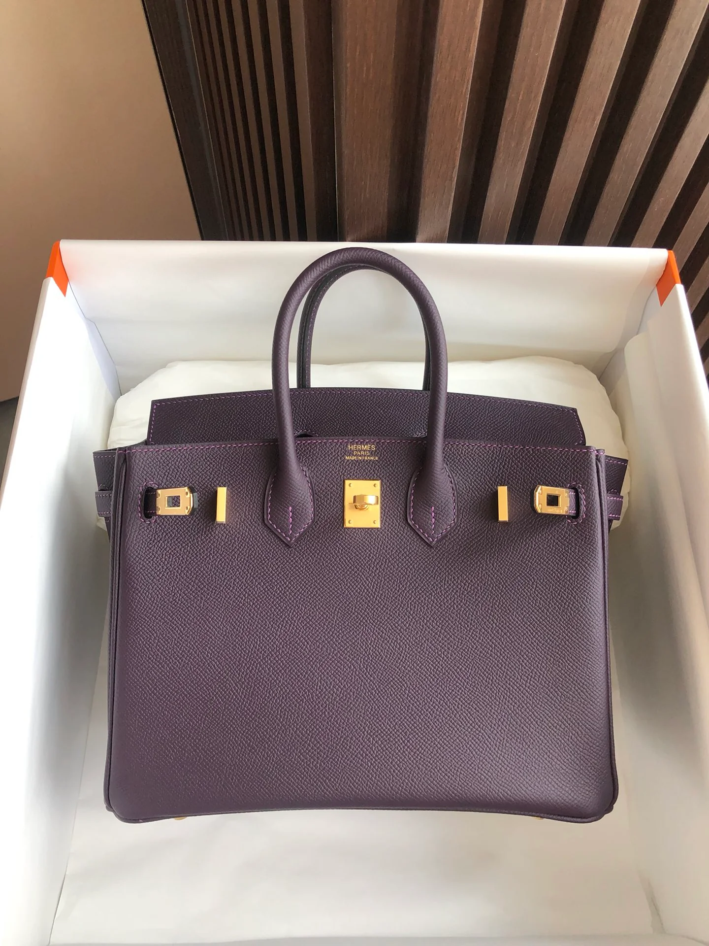 Пряжка Hermes Kelly 25 Epsom Grape Purple Gold