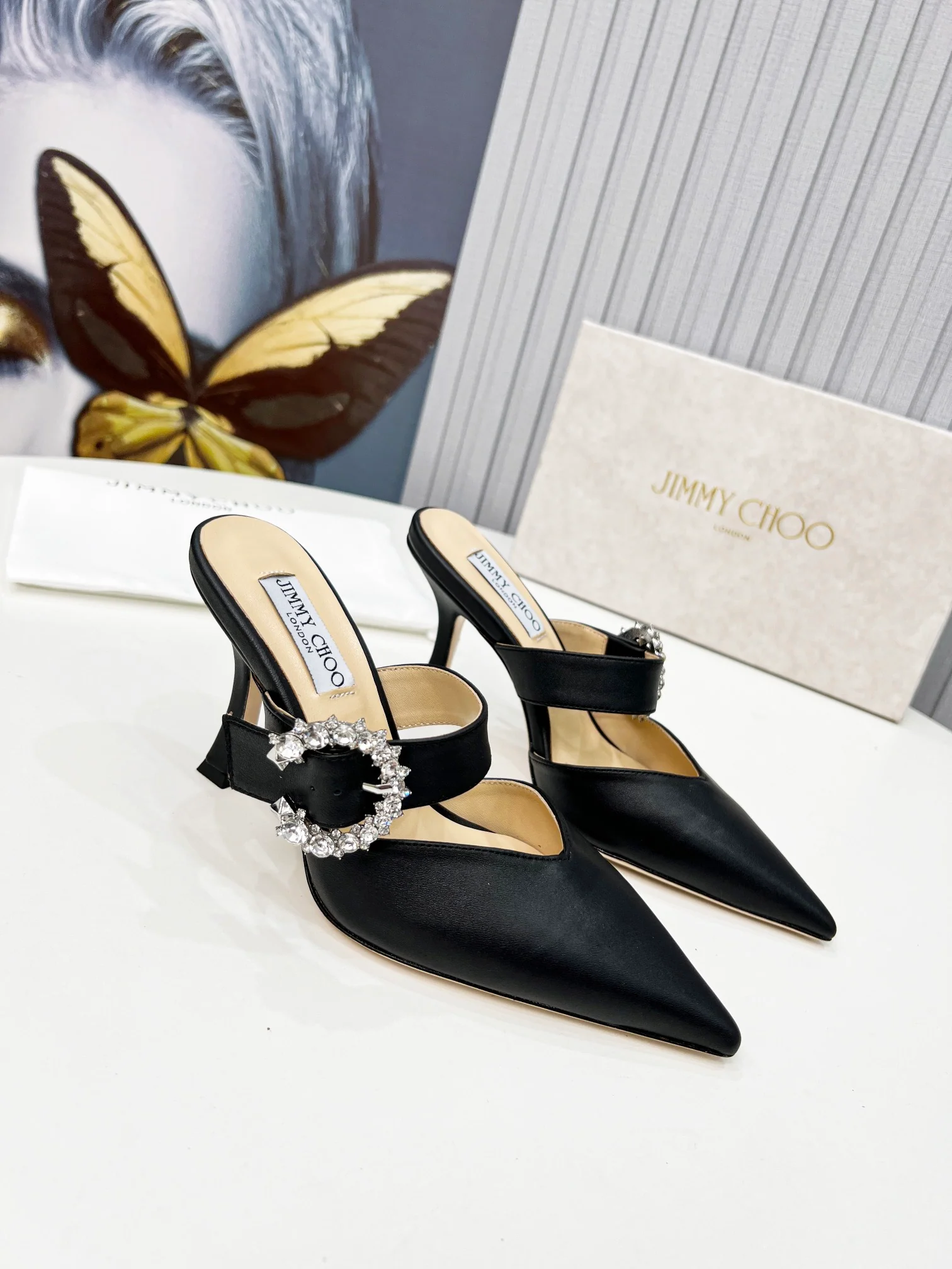 Туфли-шпильки Jimmy с острым носком - черные