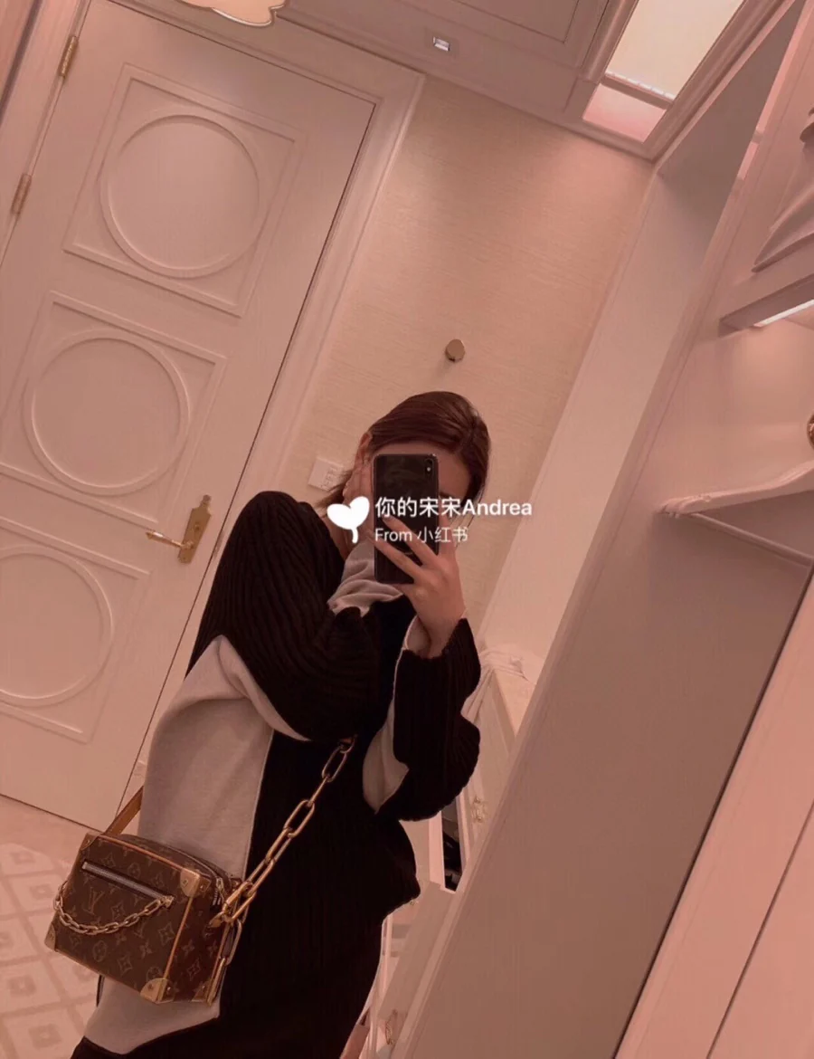 m68906-LV-mini-soft-trunk handbag-on-body photo