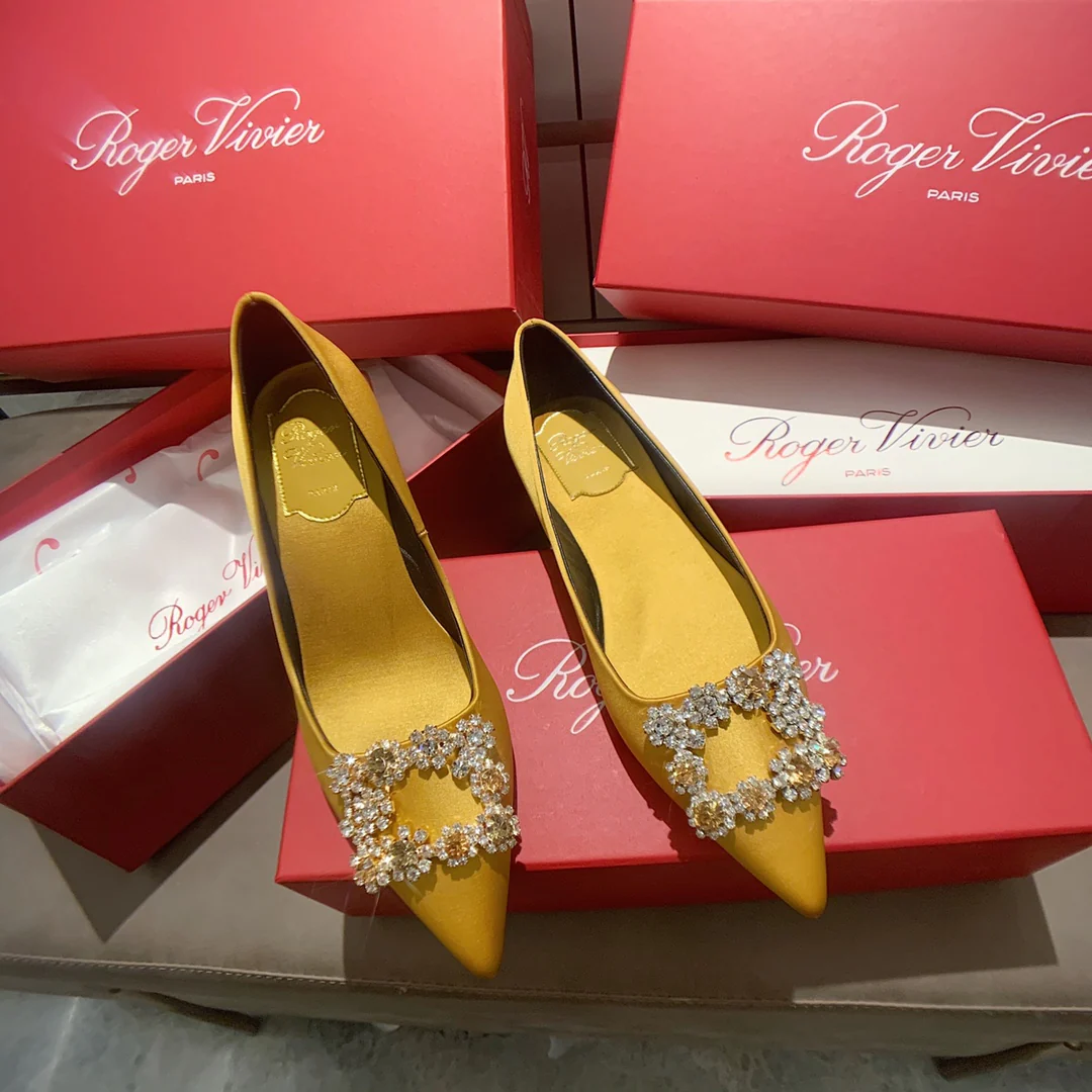 RV - Плоское дно - Шелк с застежками из страз - Желтый