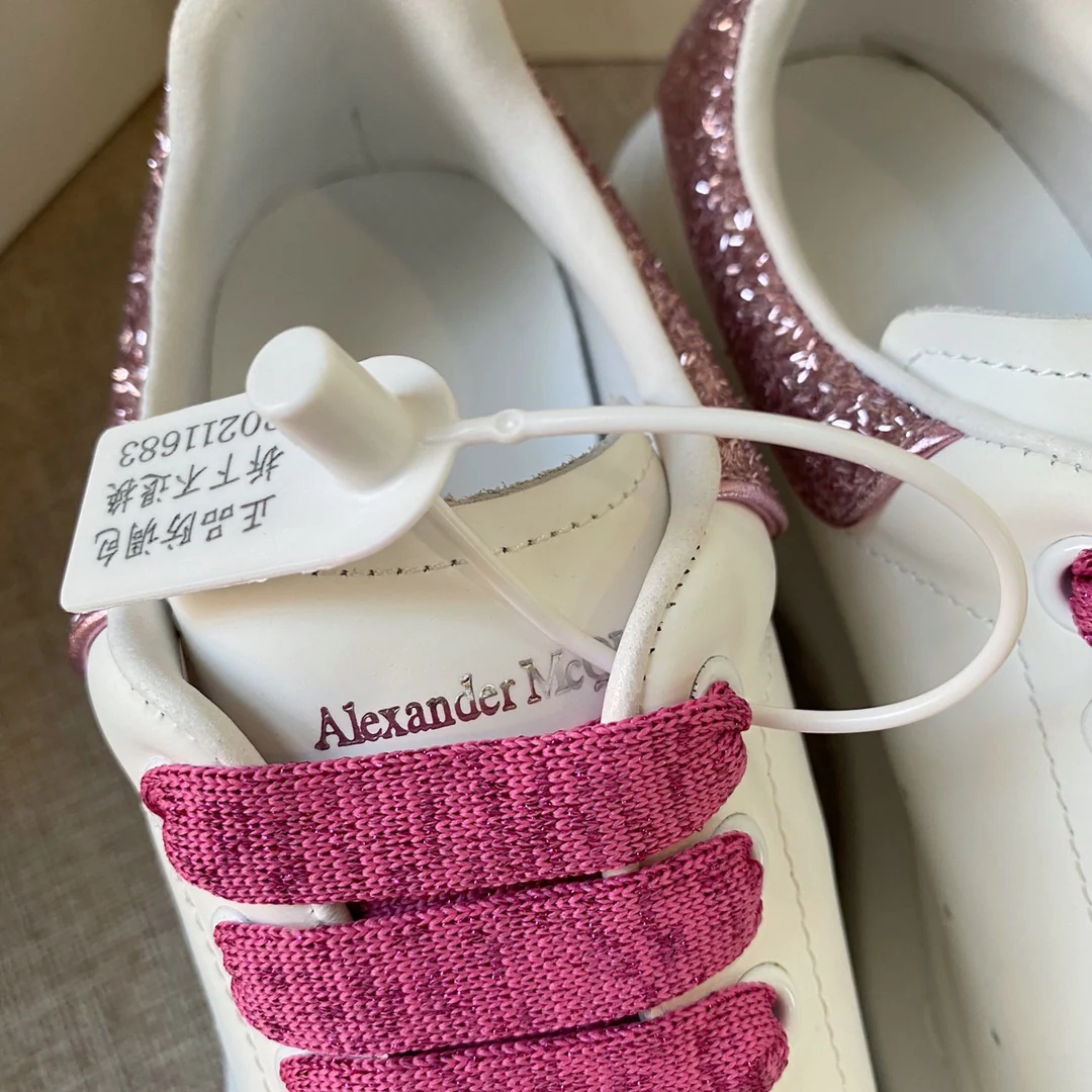 McQueen - Розовые - С блестящим низом - Белые кроссовки