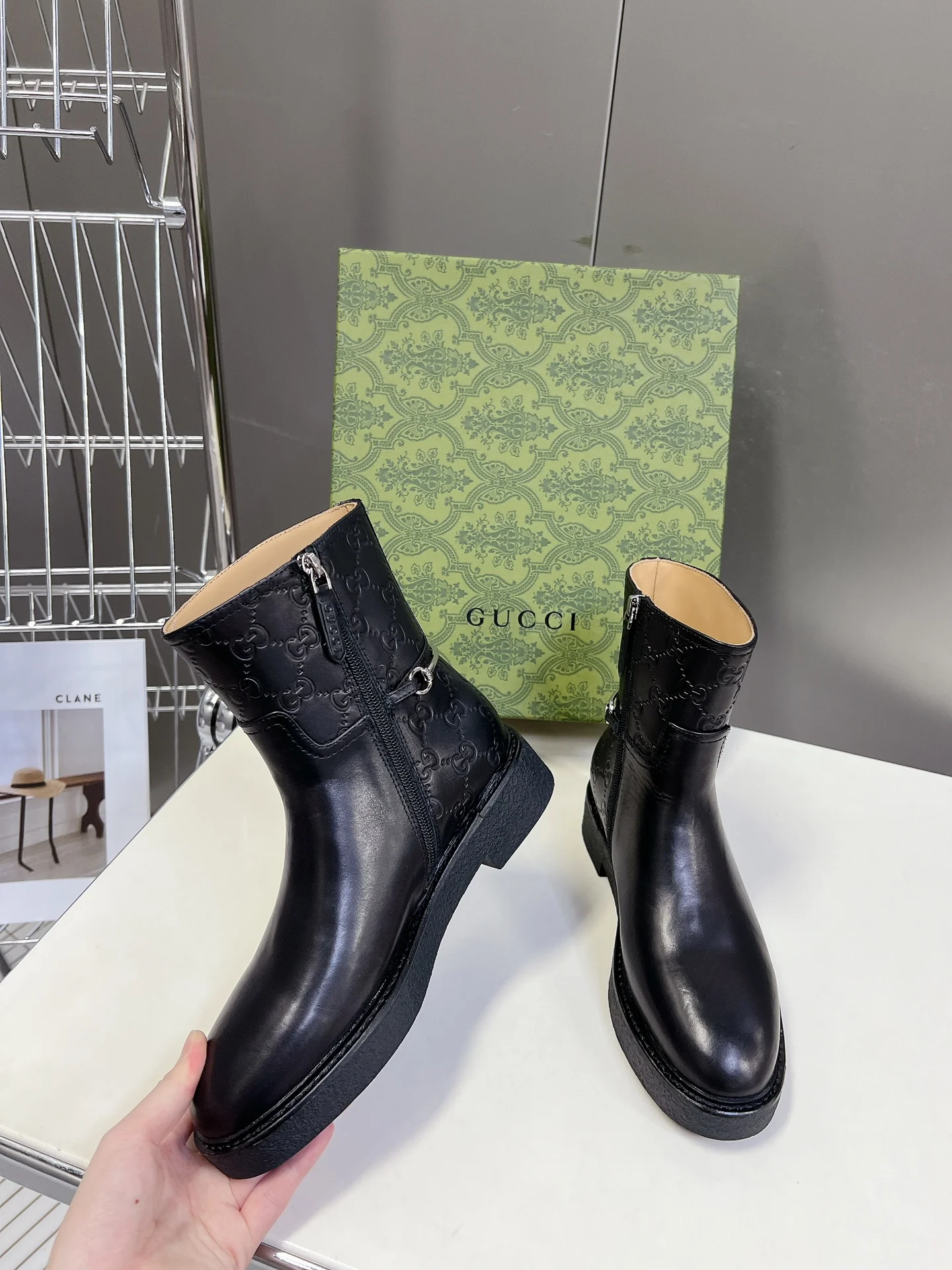 Кожаные сапоги для верховой езды Gucci 2024 - черные