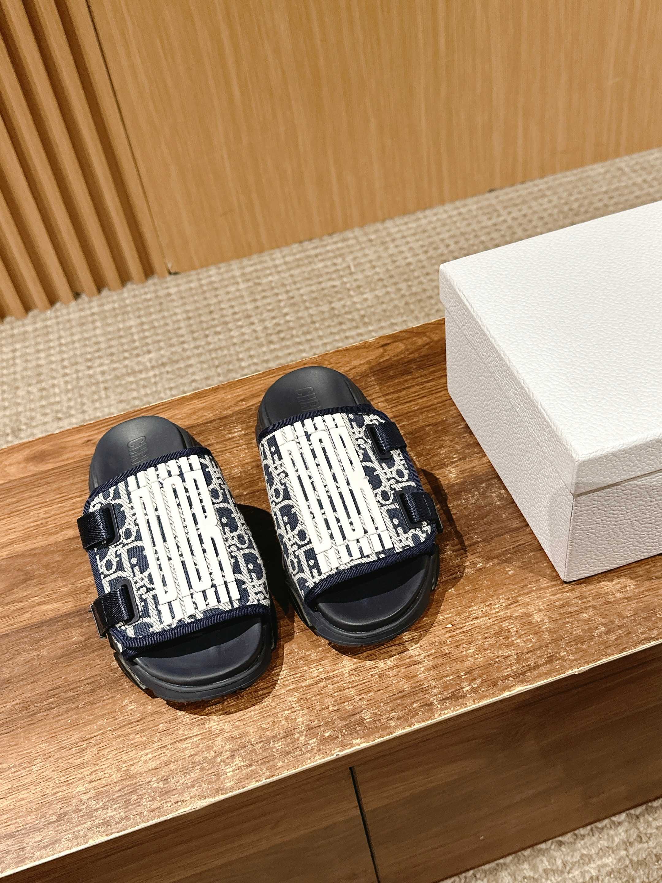 Пляжные сандалии на платформе Dior - Monogram Blue