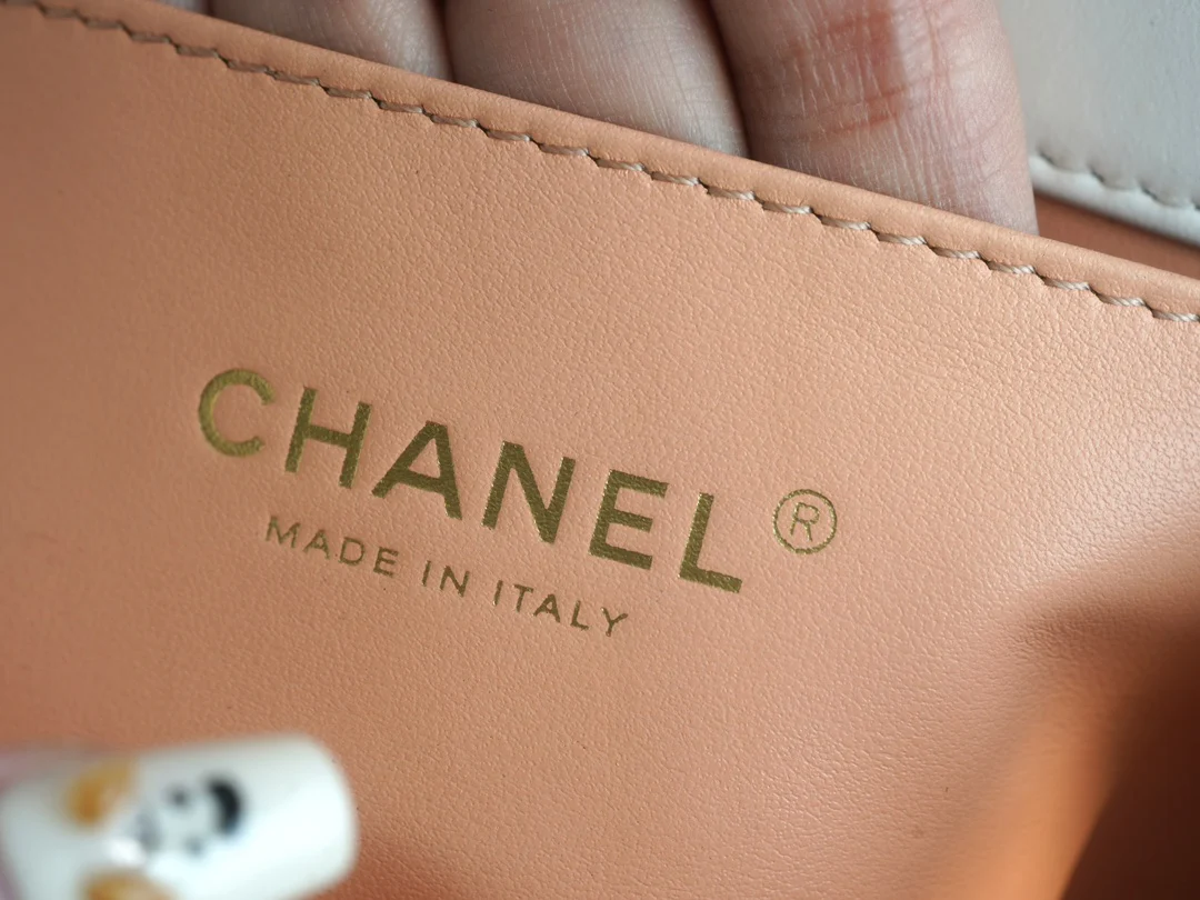 Chanel 24c Double Gold Ball CF Mini 19 White