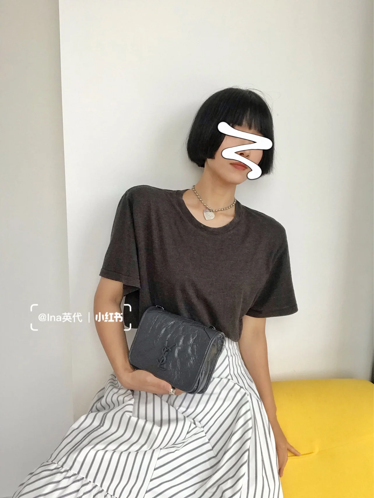 Сумка через плечо YSL-niki-Chain, серая.