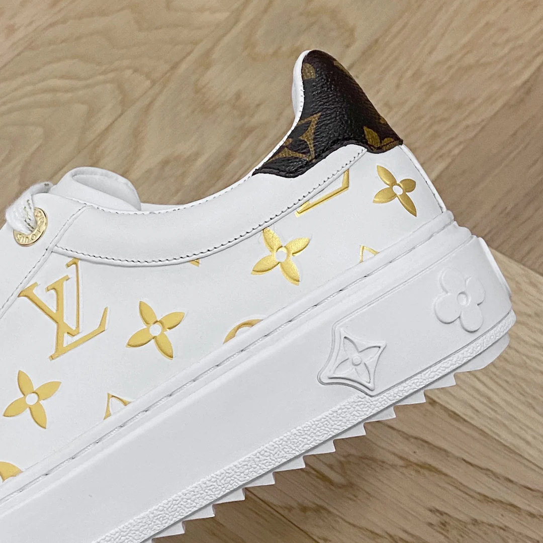 Обувь LV - LV Time Out - белые кроссовки на платформе - золотые