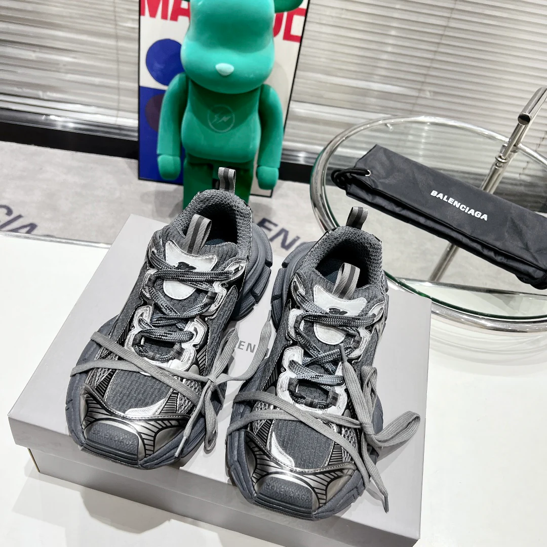 Кроссовки Balenciaga из сетчатого материала - Парные - Серебристые