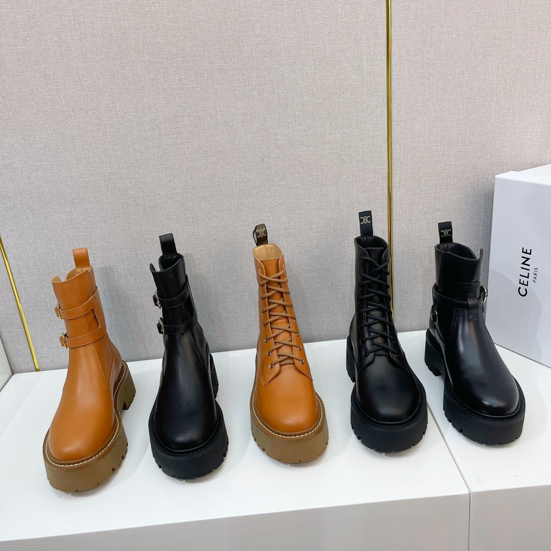 Новинка осенне-зимней коллекции Celine 2022 — кожаные ботильоны — в стиле Ян Ми — черные.