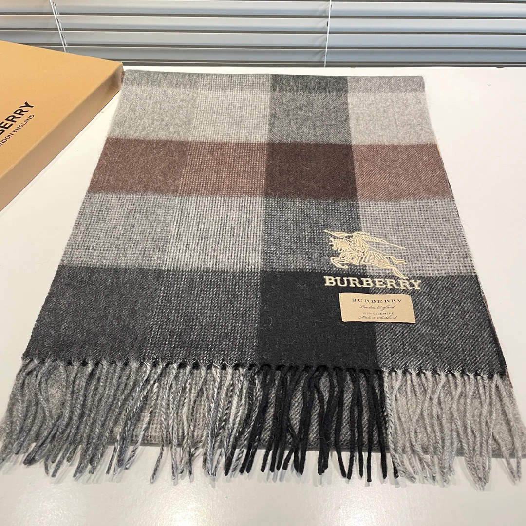 Классический клетчатый шарф Burberry - Размер 32 - 180 см - Кашемир - Унисекс