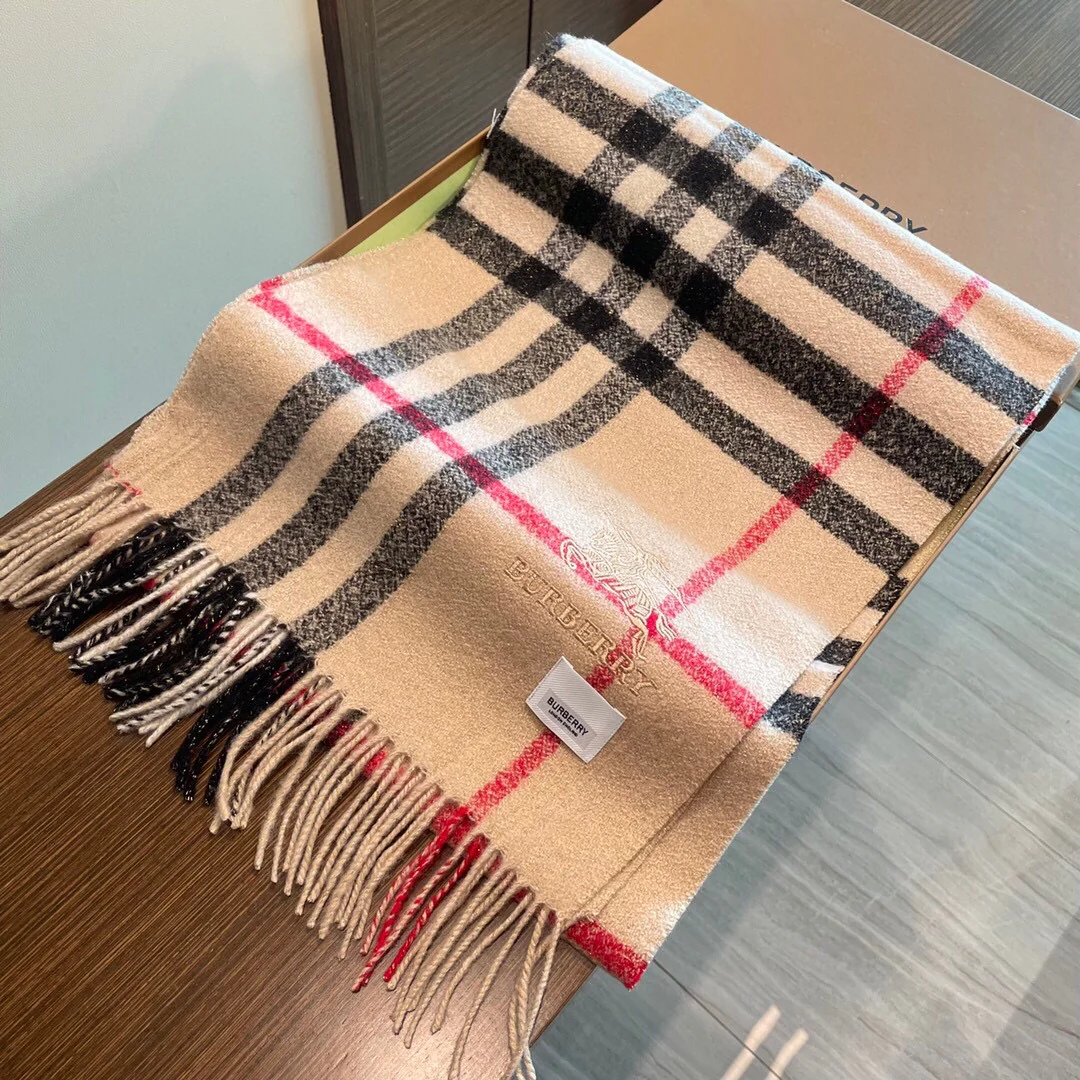 Кашемировый шарф Burberry 2024 - 30-190 - в клетку, коричневый