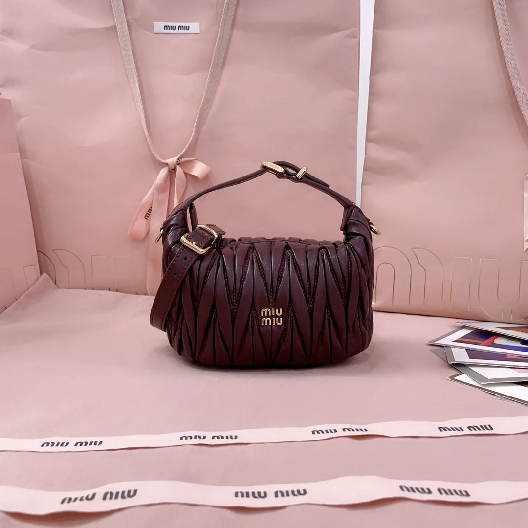 Сумка для ланча Miu Miu-5ne026-matelasse с вышивкой, мини-цвета Nanmu