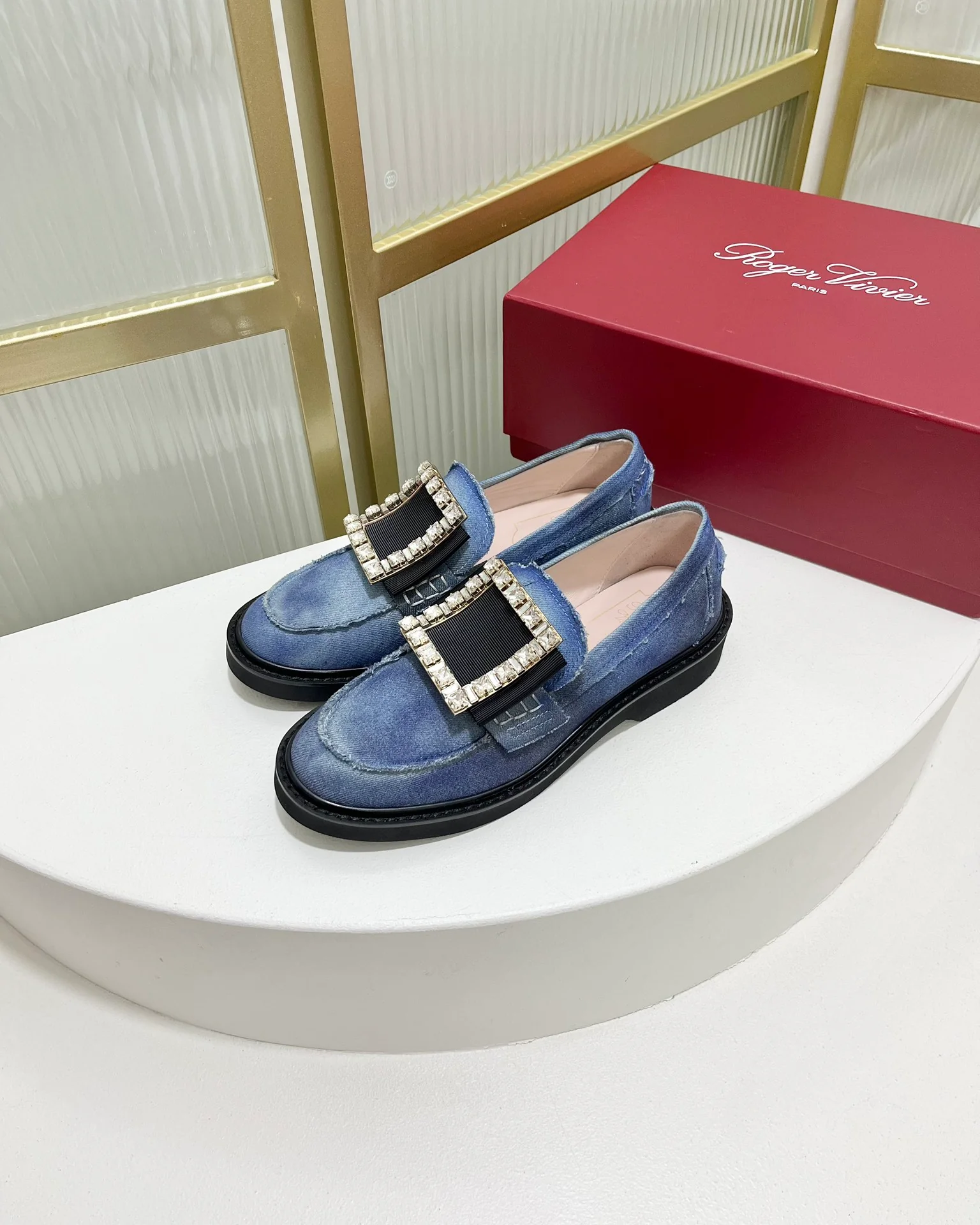 Обувь для автодомов - Новинка весны/лета 2023 - Повседневные туфли для гольфа RV с ромбовидной пряжкой - Выцветший синий цвет