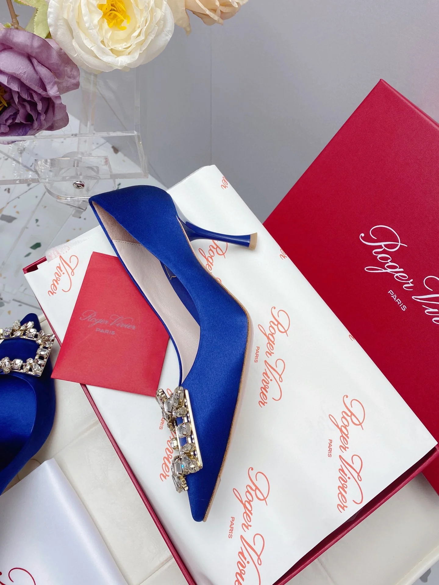 Обувь RV Shoes - Новинка ранней весны 2023 года - Туфли на высоком каблуке с пряжкой в ??виде снежинки - Синие