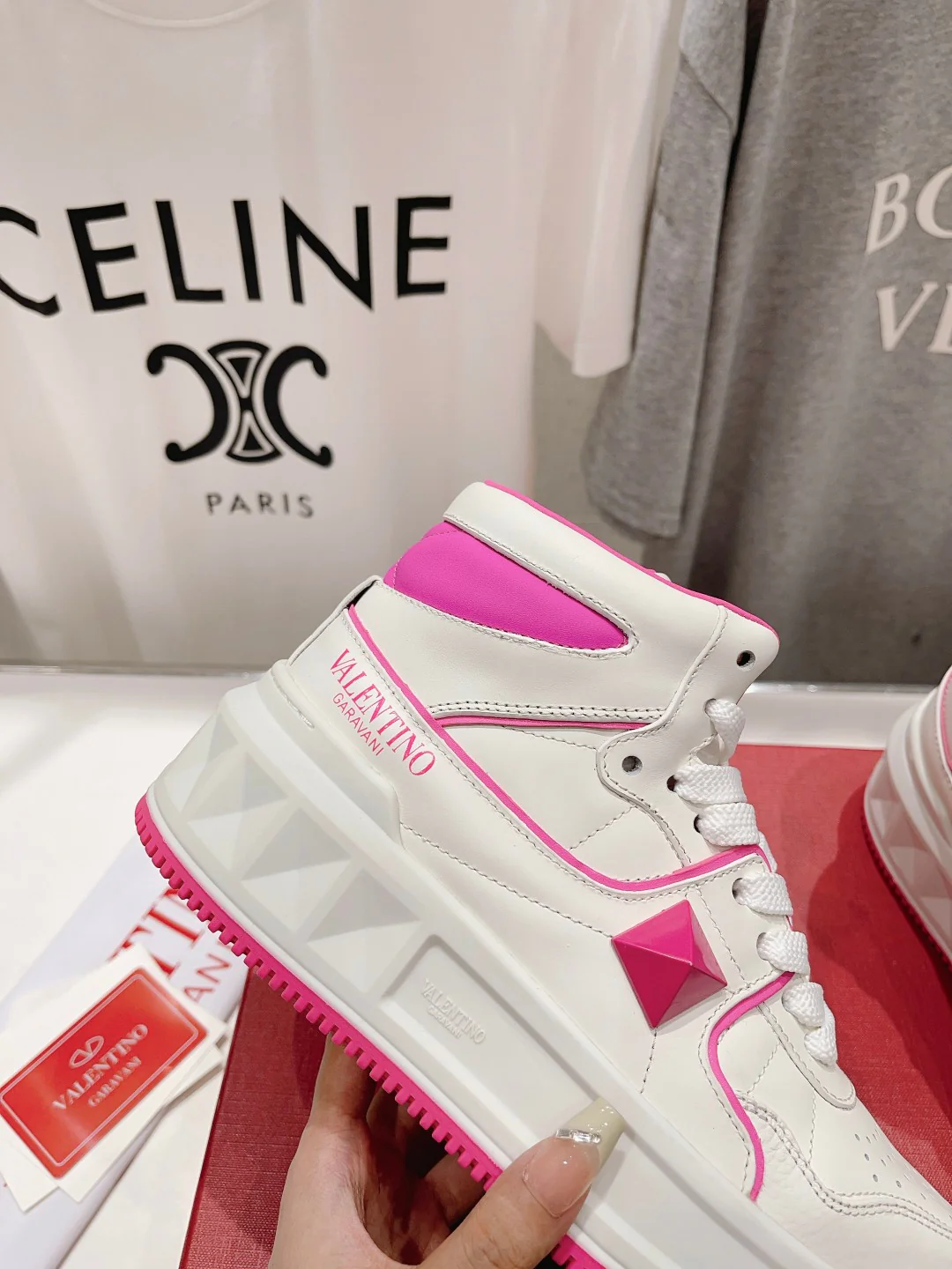 Кроссовки Valentino One Stud XL High-Top - унисекс - розовые