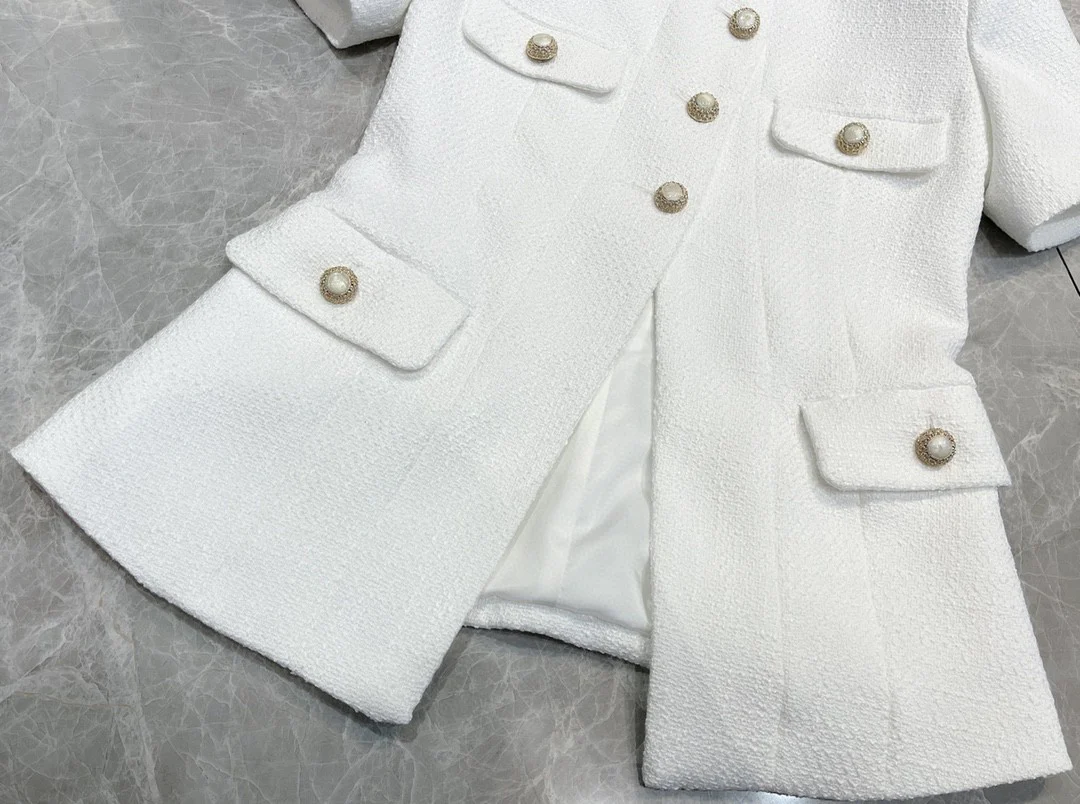 Chanel 2403 - Элегантный твидовый костюм с жакетом - Белый