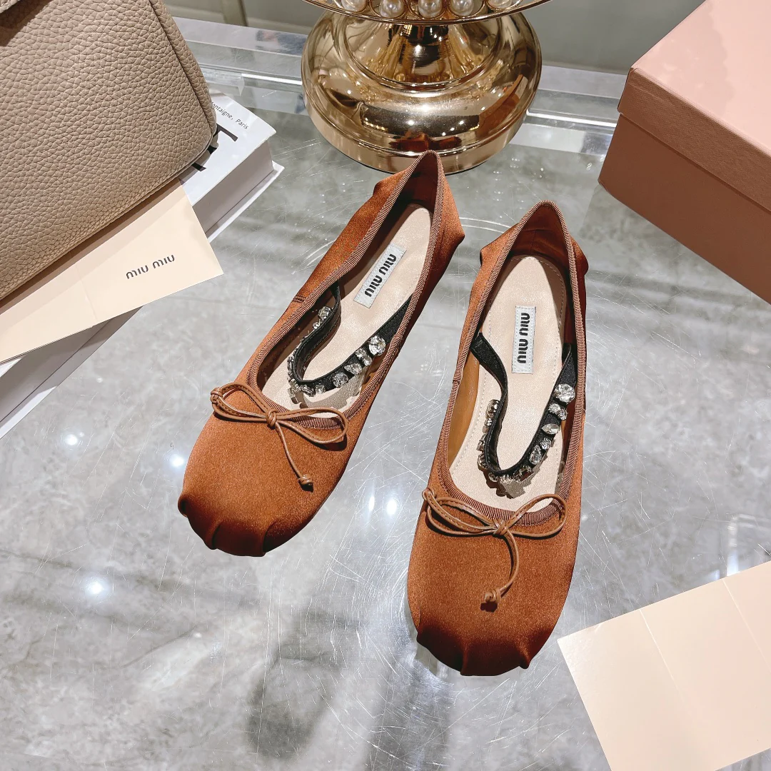 Балетки Miu Miu - French Fairy Ballet Flats - коричневые