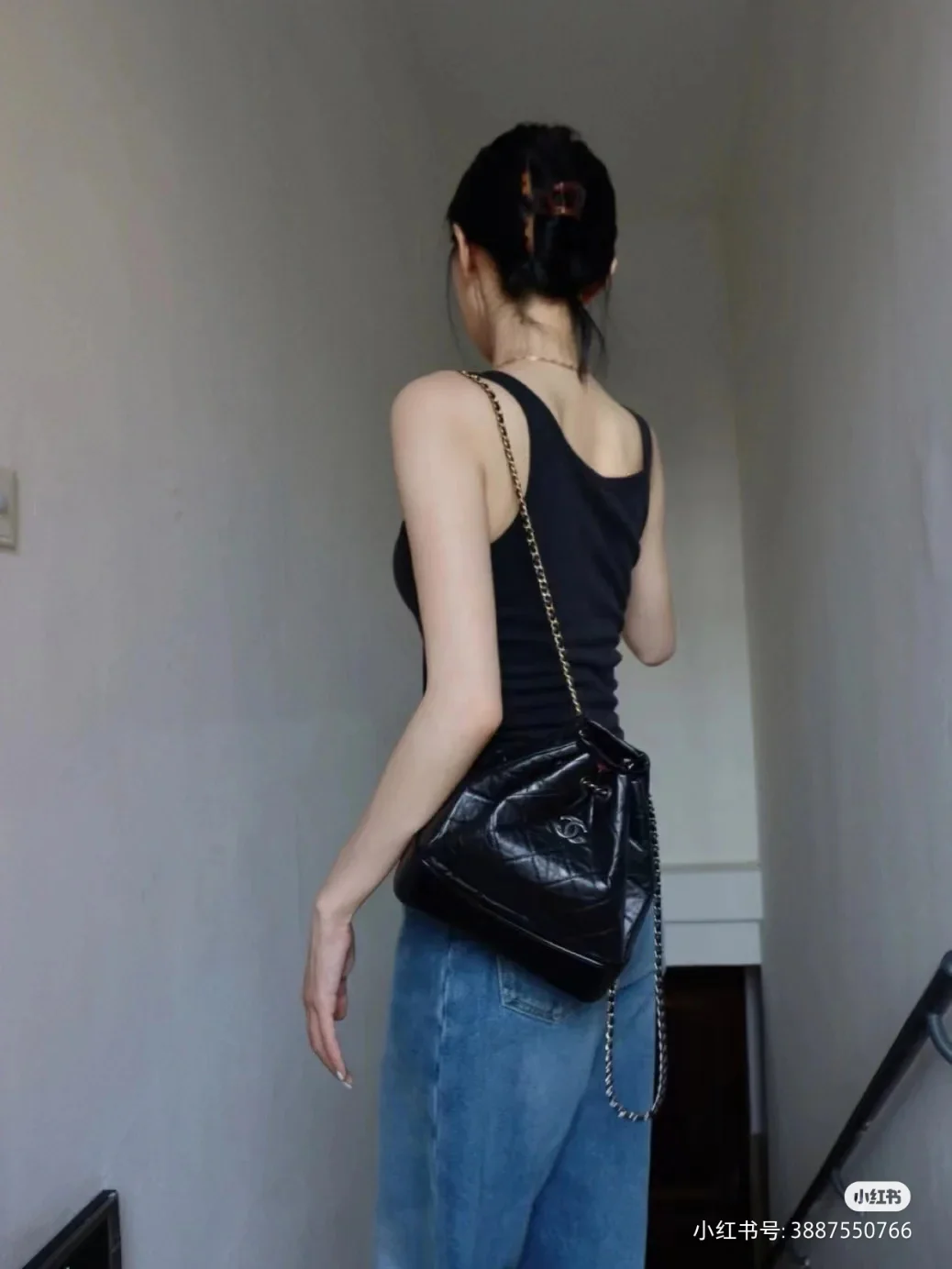 Рюкзак-хобо Chanel Gabrielle с цепочкой Twinkle Chain - черный