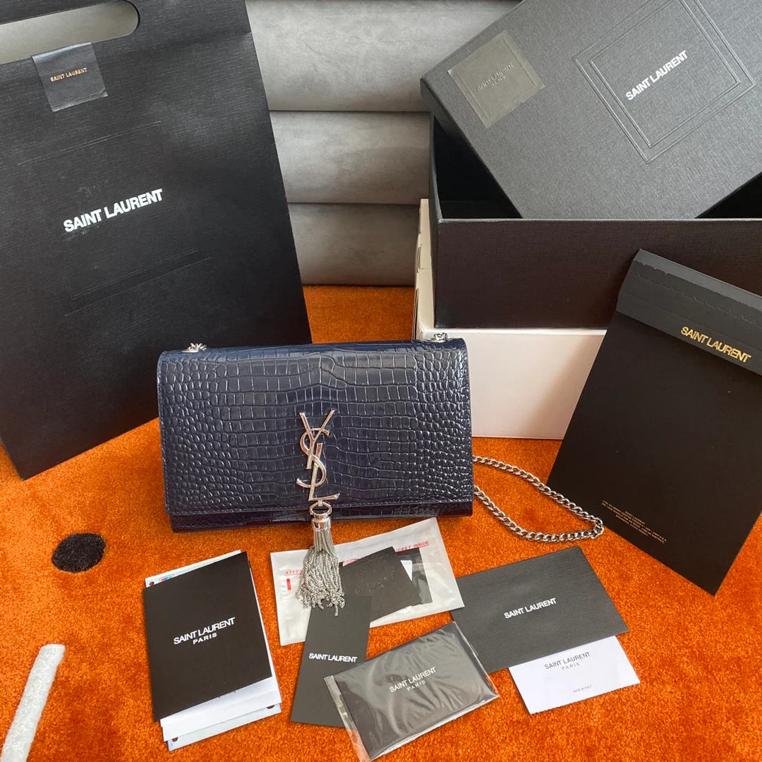 Сумка YSL Kate с цепочкой и крокодиловым принтом - Средний размер - 1 шт.