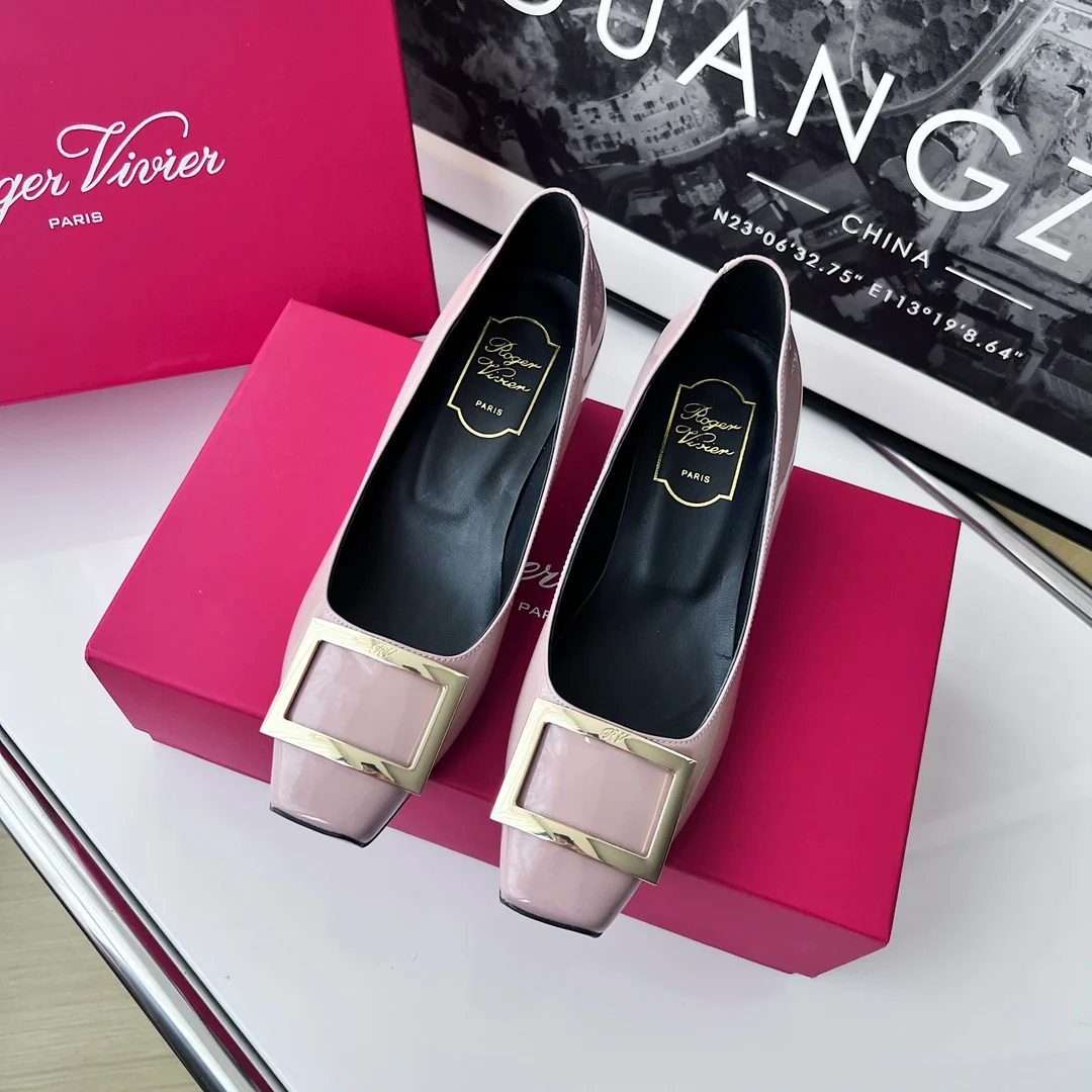 Туфли RV - классический устойчивый каблук - 4-5 см - насыщенный абрикосово-розовый цвет