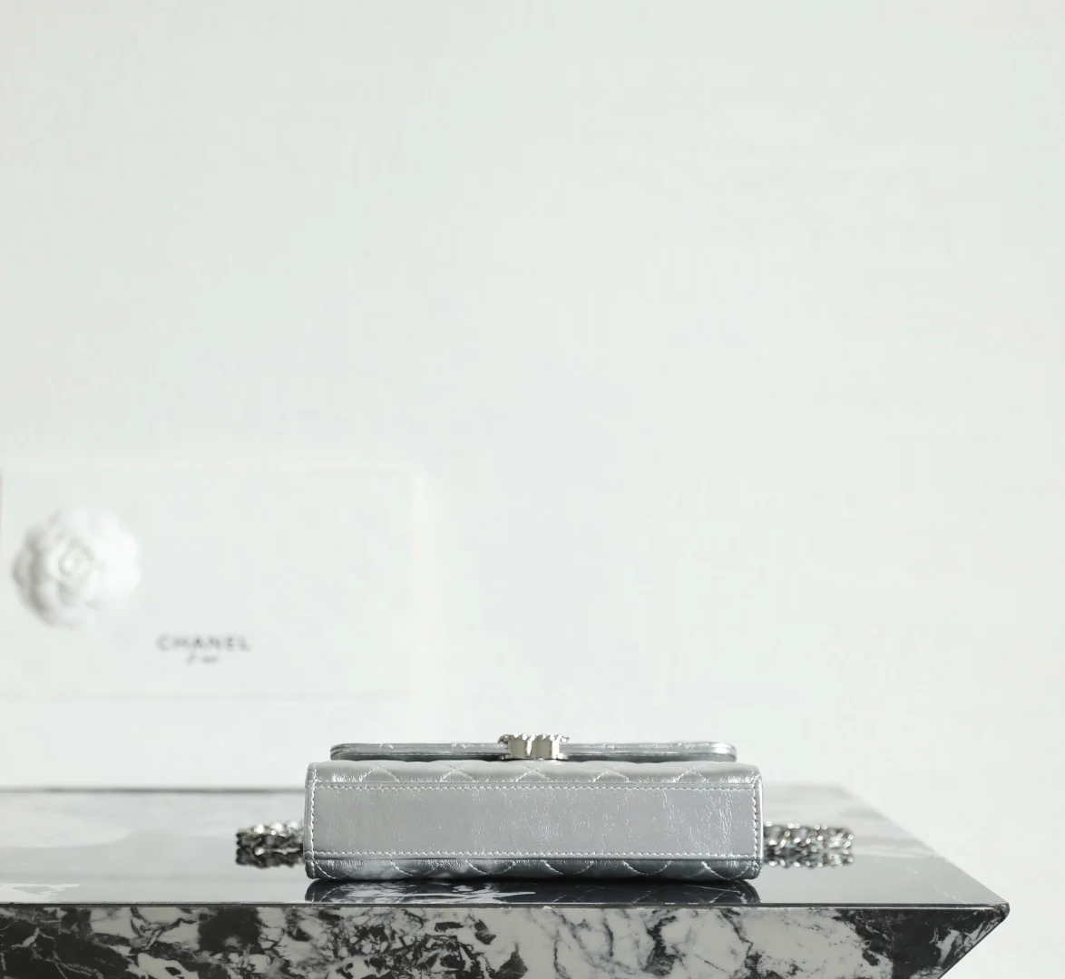 Chanel - ??? - Ручки через плечо - Металлический серебристый - Серебряная пряжка