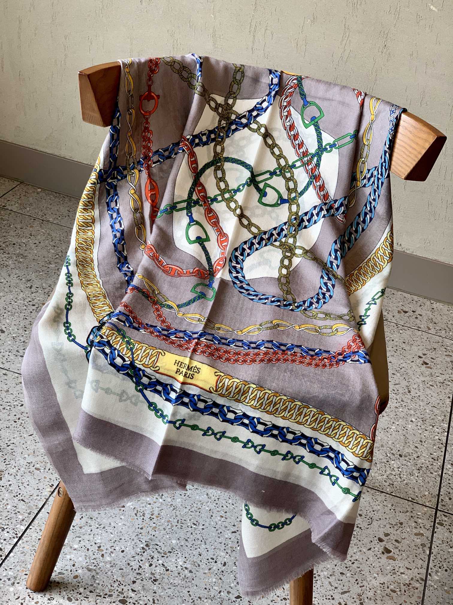 Шарф-цепочка Hermes - 100-200 см - 100 см - высококачественный кашемир