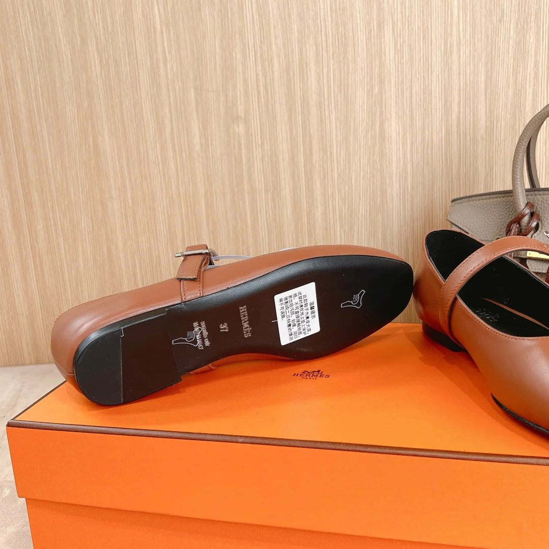 Балетки Hermes 2024 - коричневые