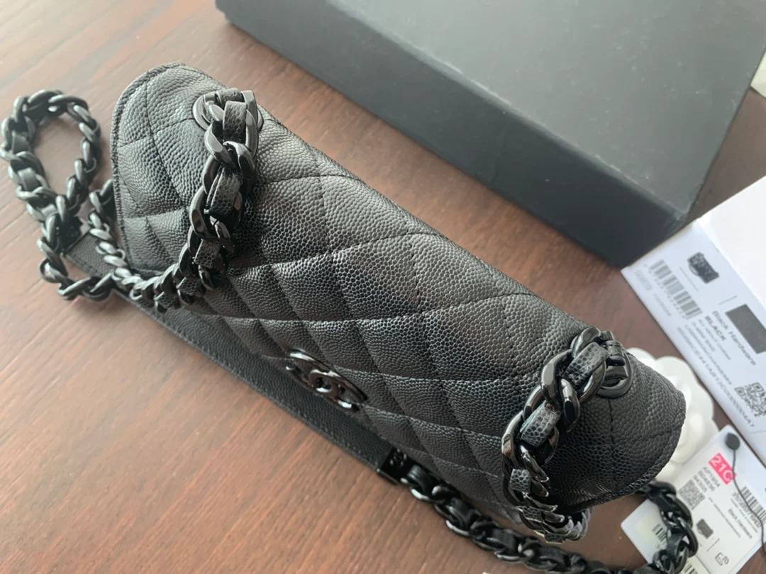 Chanel WOC - Черная кожа с зернистой текстурой - Черная пряжка