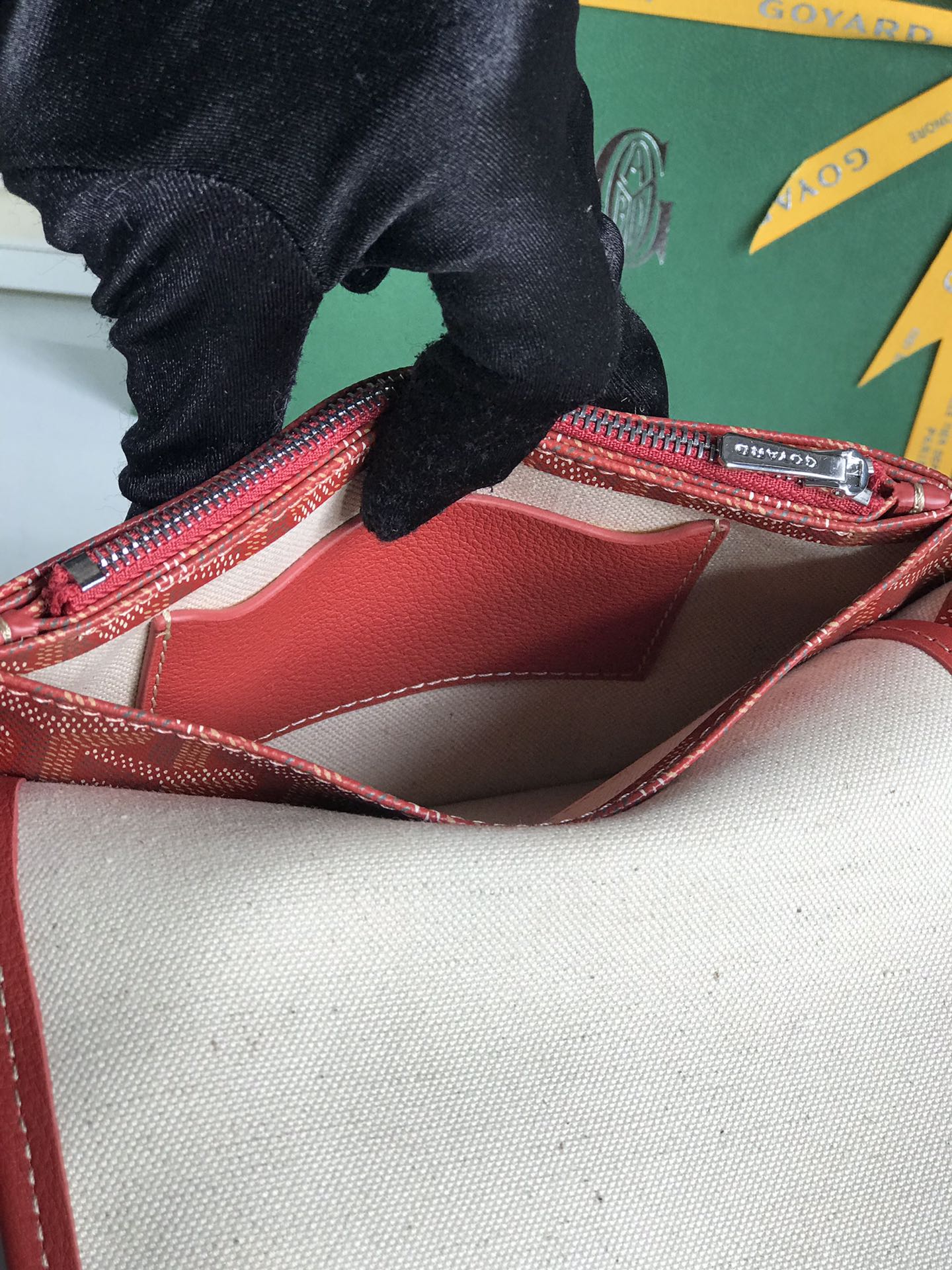 Тройная плоская сумка Goyard Plumet Series - красный