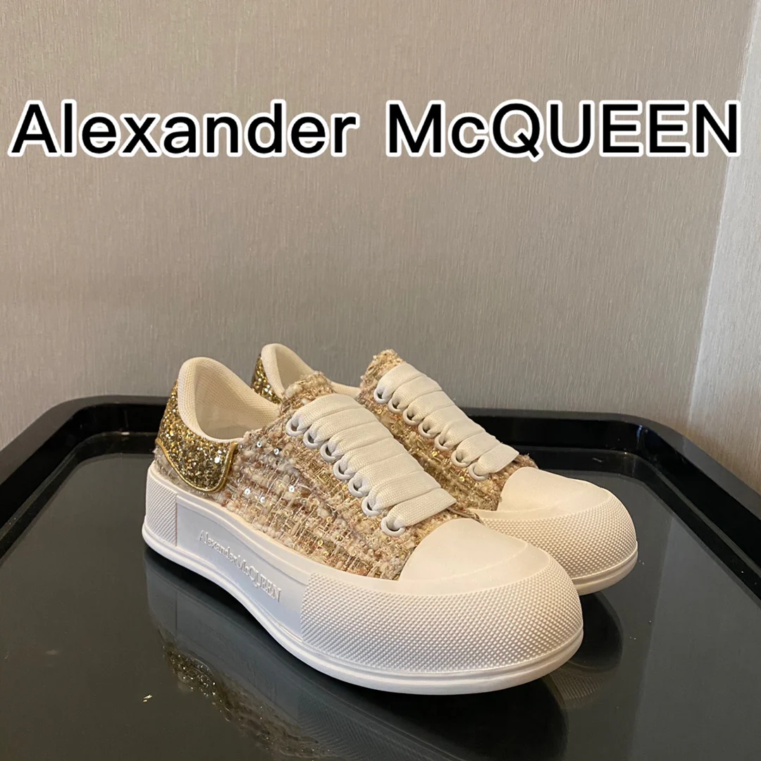 McQueen - Верх из шерсти - Подошва сзади - Кед - Золотой