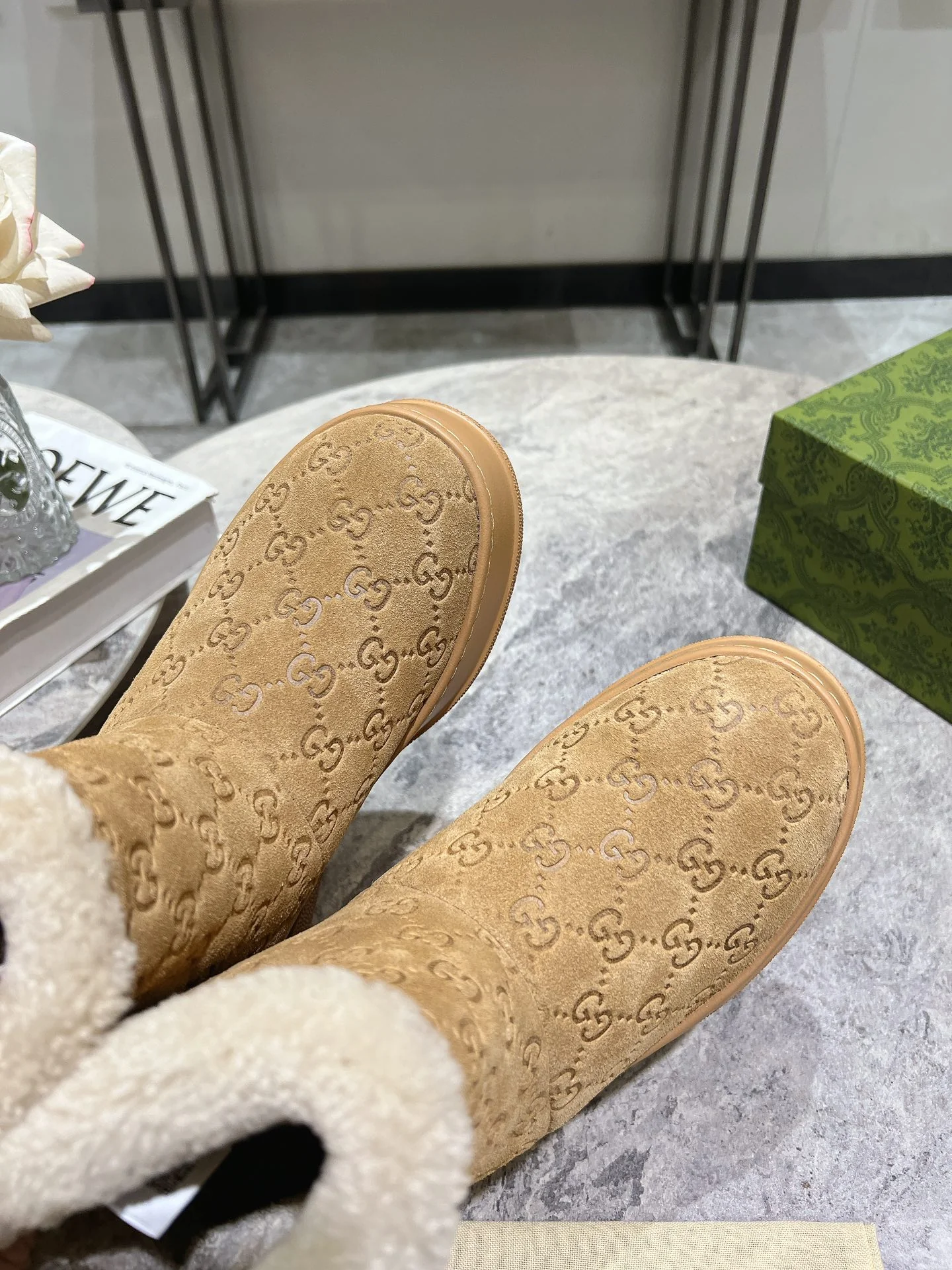 Шерстяные зимние сапоги Gucci 2024 - Кофейно-коричневый