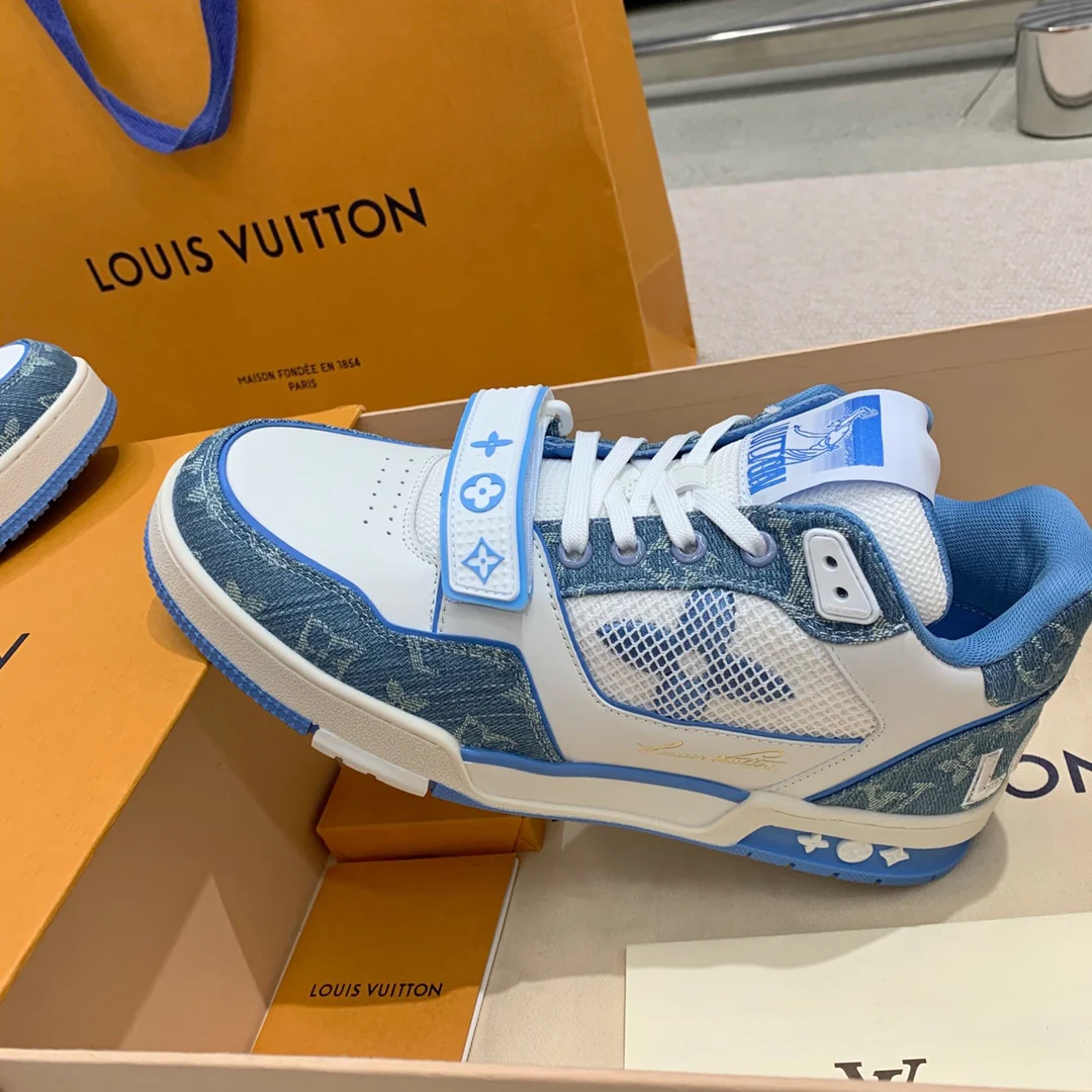 Кроссовки LV Trainer Series - Джинсовые на липучках - Спортивная обувь - Унисекс - Синие