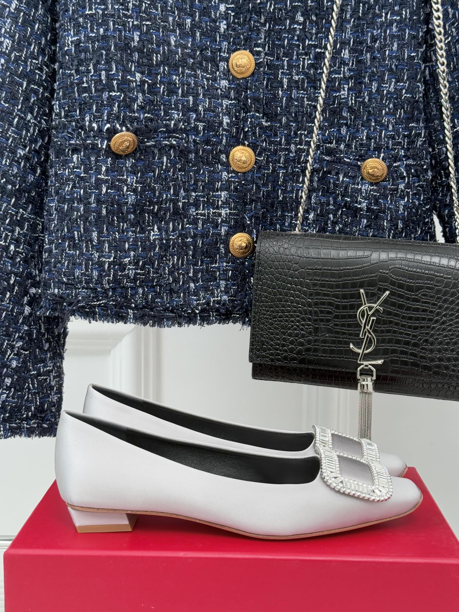 Обувь RV - Лоферы с двойной С-образной цепочкой - Серые