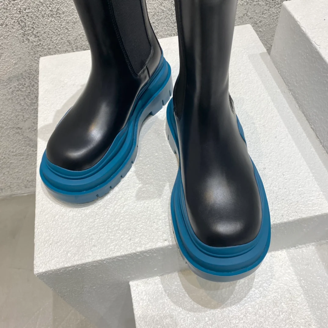 BV-22ss - Британские ретро-сапоги до середины икры - Унисекс - Черно-синяя подошва - 1