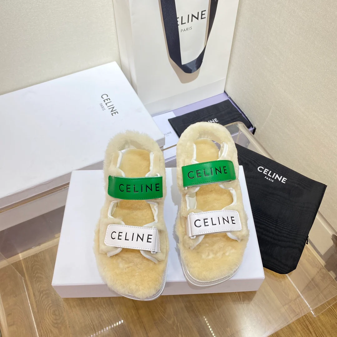 Celine - Классические меховые сандалии