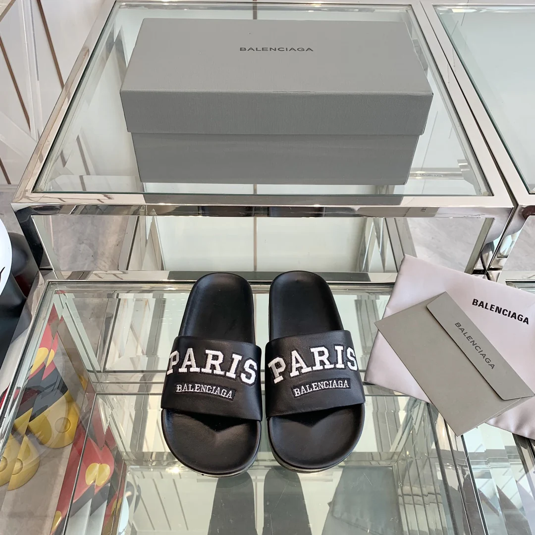 Тапочки Balenciaga Letter - унисекс - черные