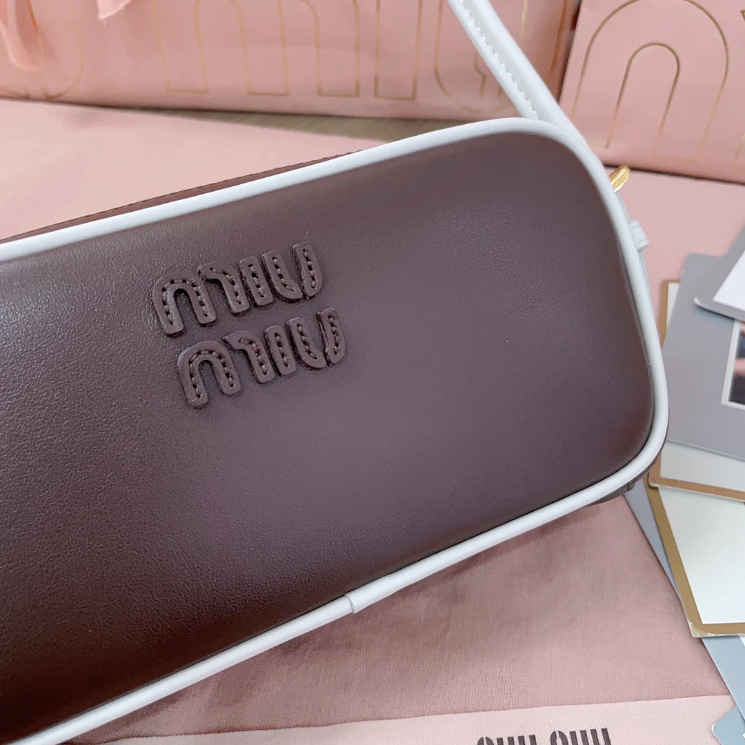 Сумка для маджонга Miu Miu-5ne024 из телячьей кожи, коричневая.