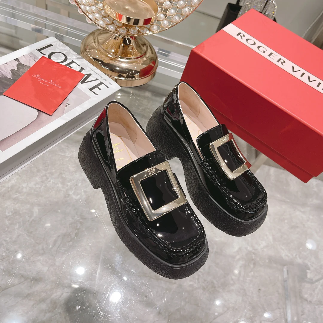 Новые лоферы RV на толстой подошве с квадратными пуговицами, осенне-зимняя коллекция.