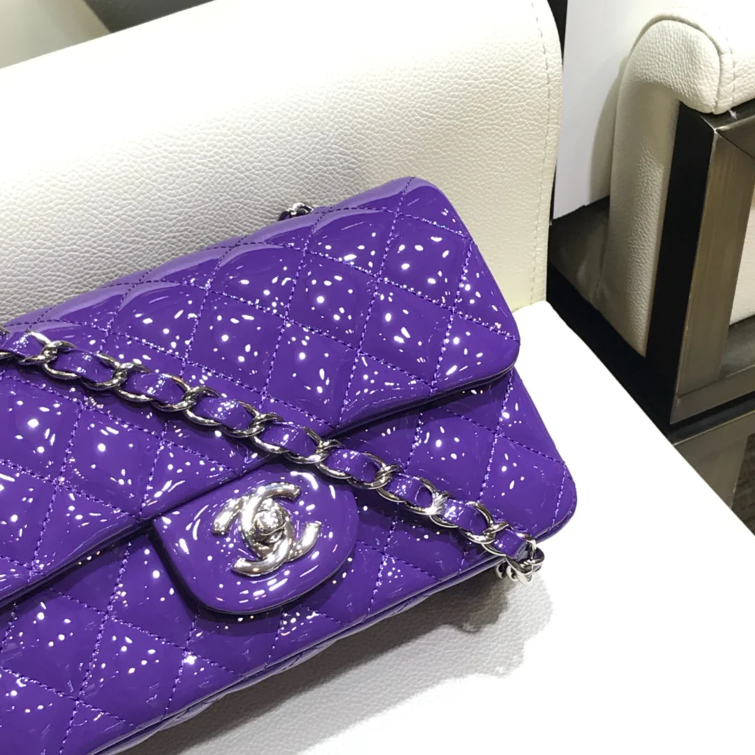 Сумка Chanel CF - лакированная кожа - серебряная цепочка - 20 см - 1