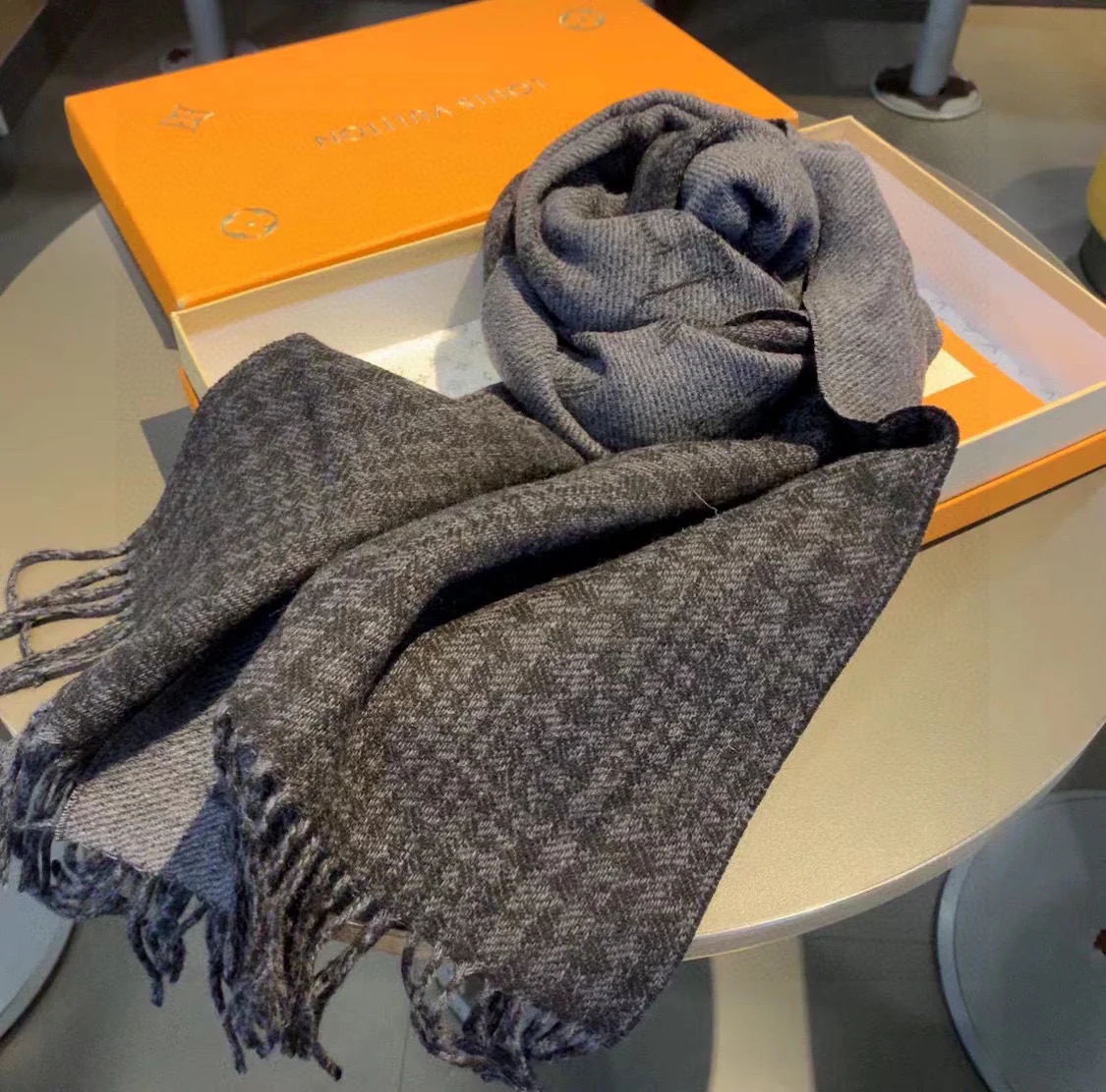 Двусторонний шарф LV Monogram - Смесь шерсти и кашемира - Серый