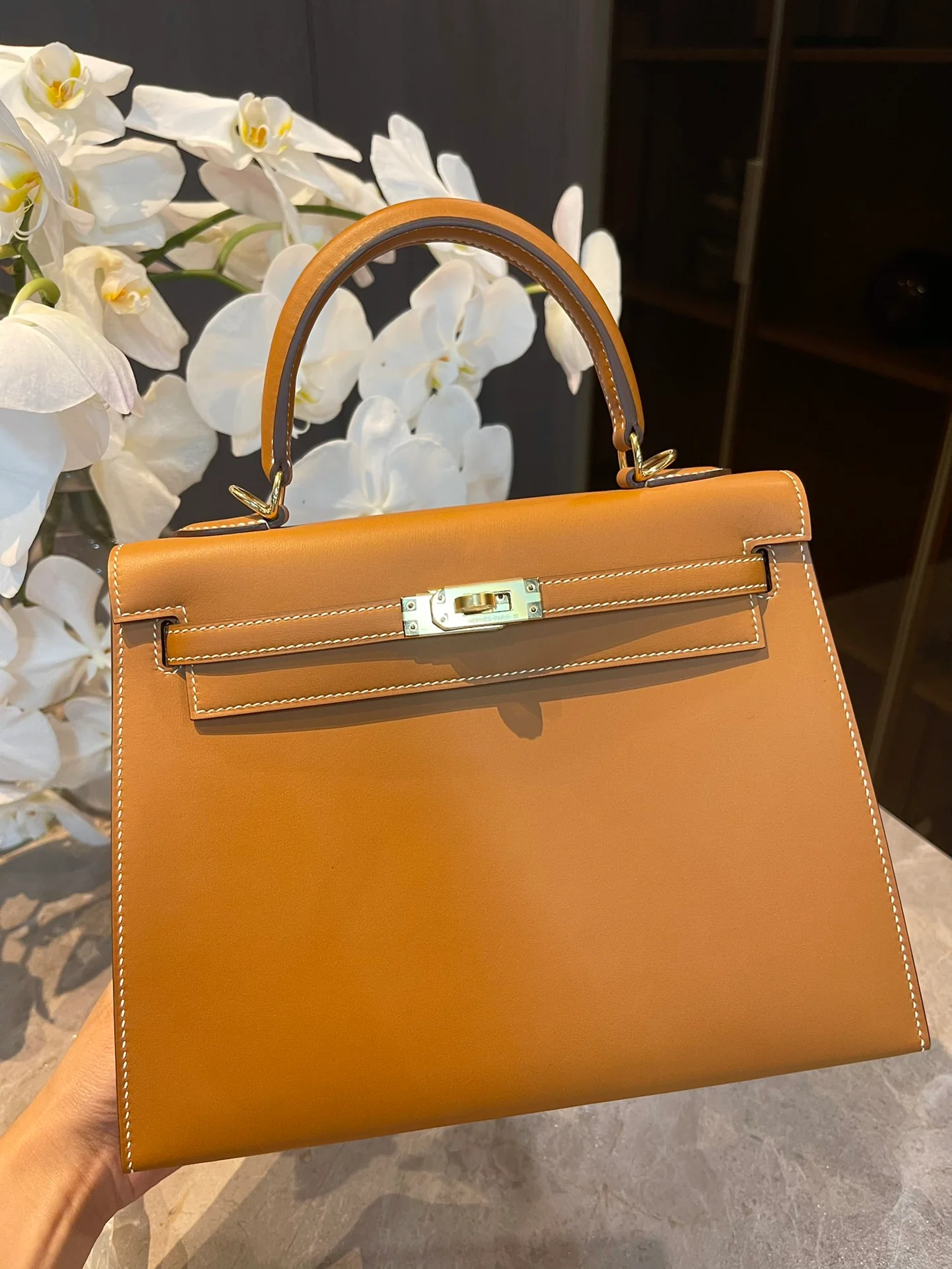 Пряжка Hermes Kelly 25 Butler Sand Gold