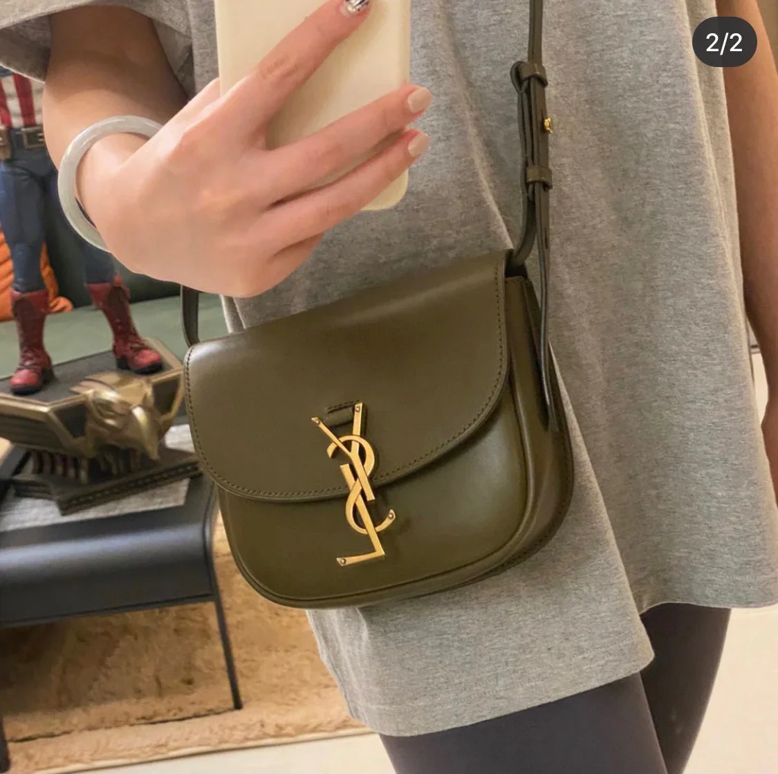 Сумка-седло YSL-Kaia, оливково-зеленая