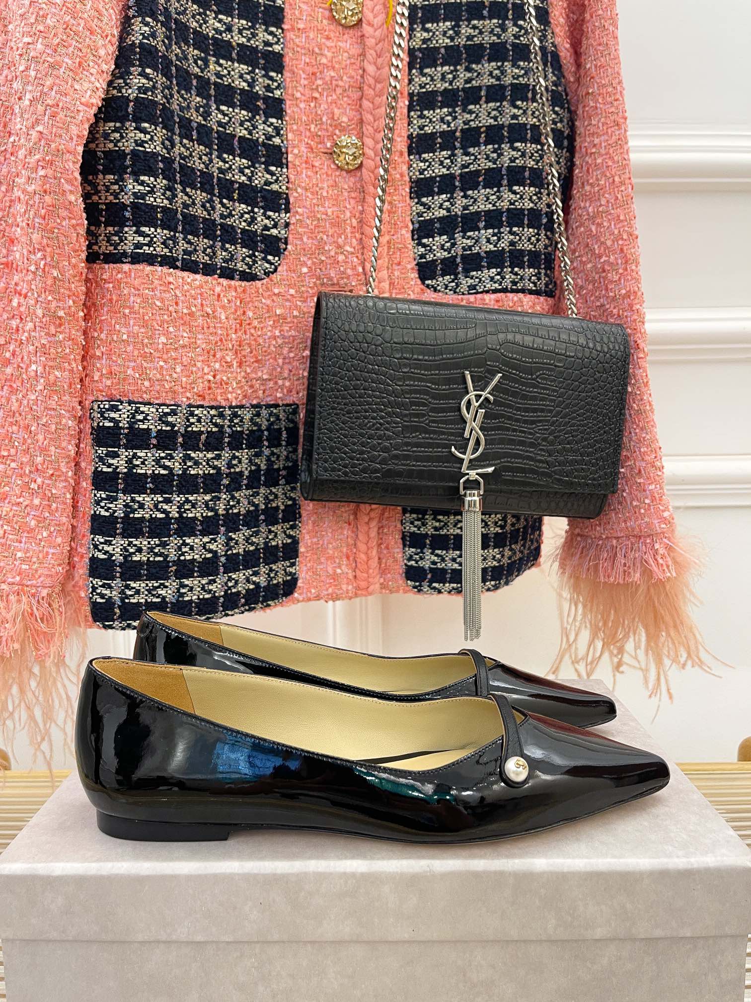 Классические жемчужные балетки Jimmy Classic - черные