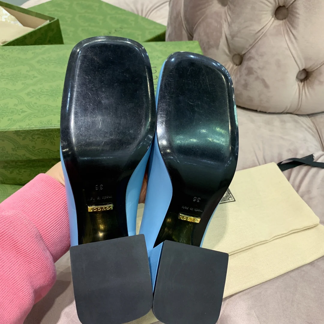 Туфли Gucci в стиле ретро с квадратным носком и массивным каблуком - 1