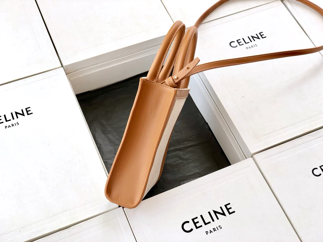 Миниатюрная вертикальная сумка Celine Cabas из кожи с принтом