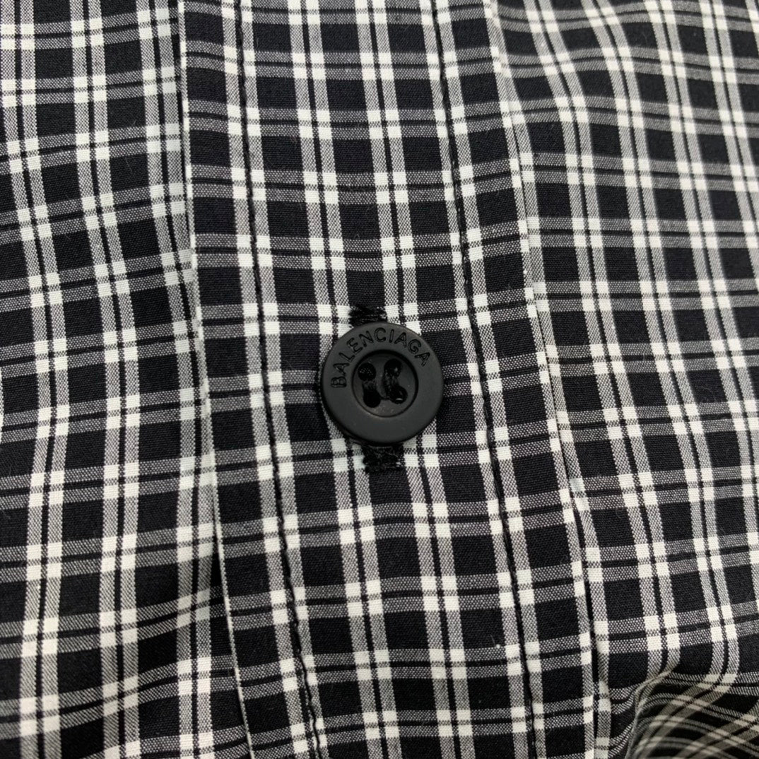 Balenciaga - 2403 - Рубашка с длинными рукавами свободного кроя с клетчатым принтом
