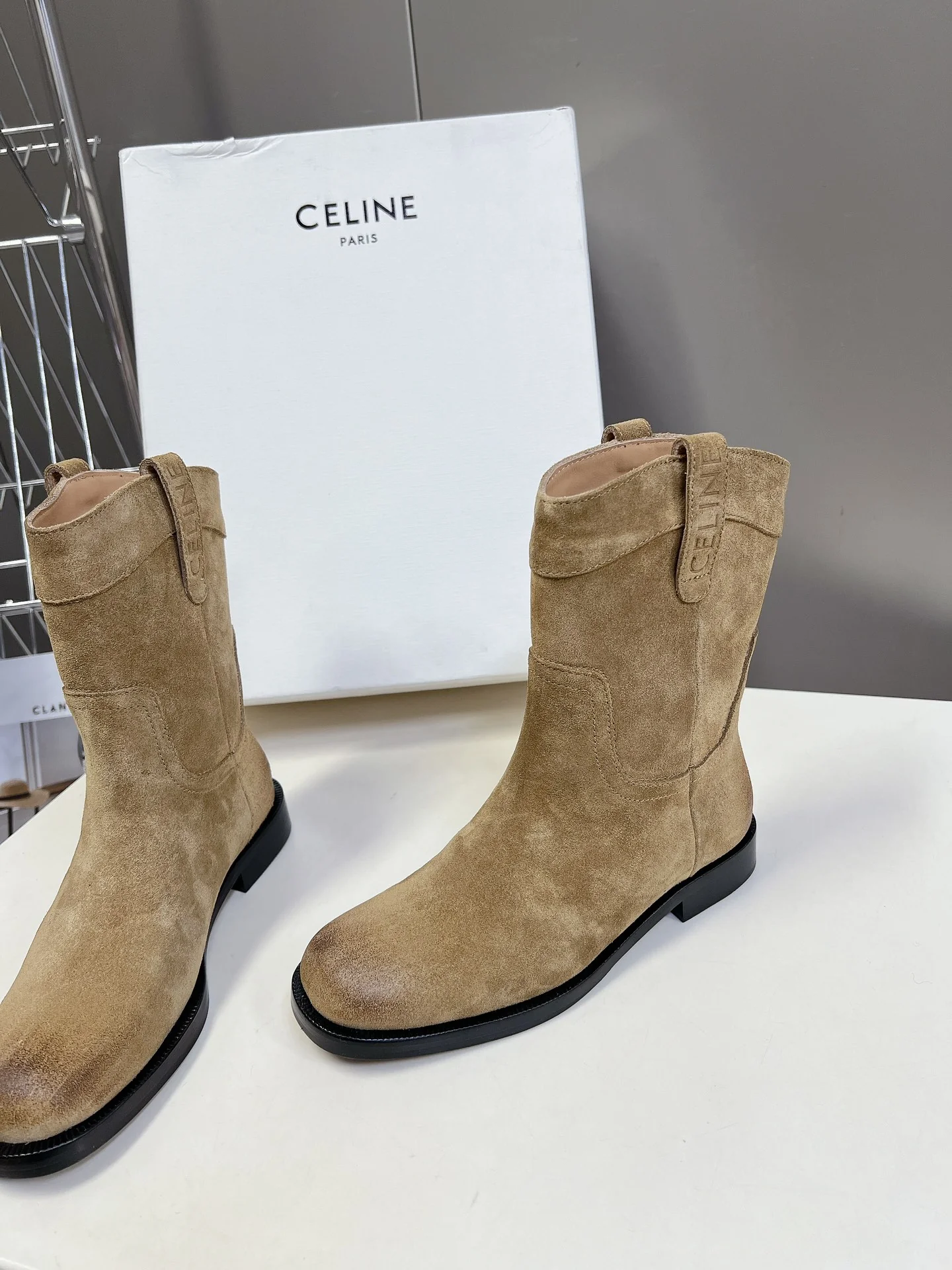 Ботильоны Celine 2024 из денима - коричневые