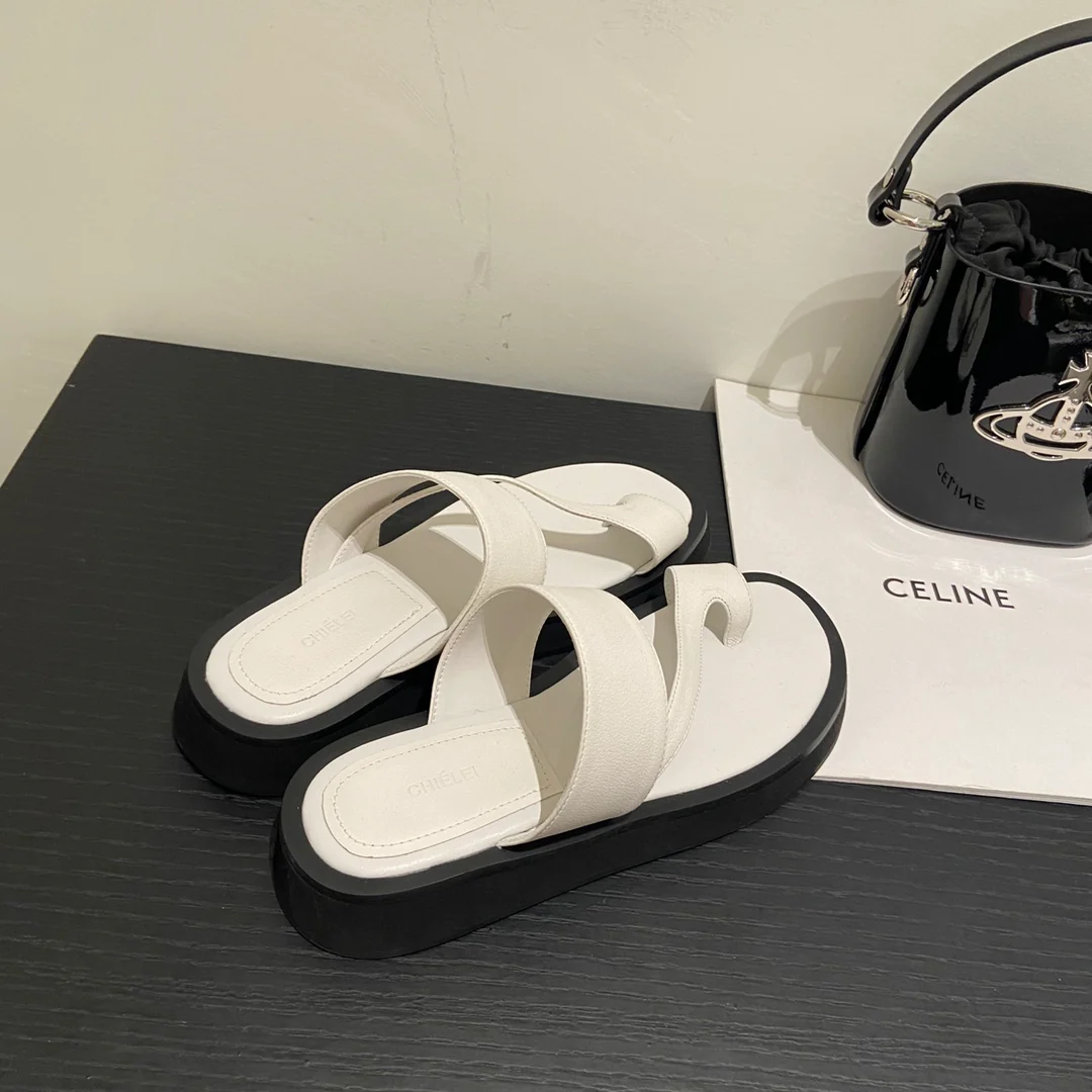 Тапочки Celine на платформе из овечьей кожи - 1